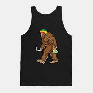 Stoner Bigfoot Weed Leaf Funny Cannabis Marijuana 420 Tank Top